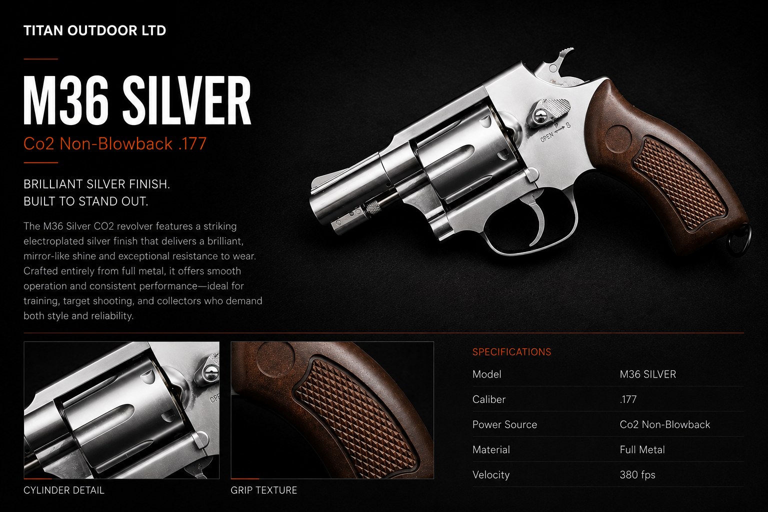 M36 4" Coating Silver — CO2 Non-Blowback .177