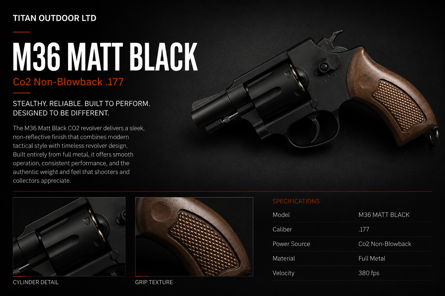 M36 4" Matte Black — CO2 Non-Blowback .177