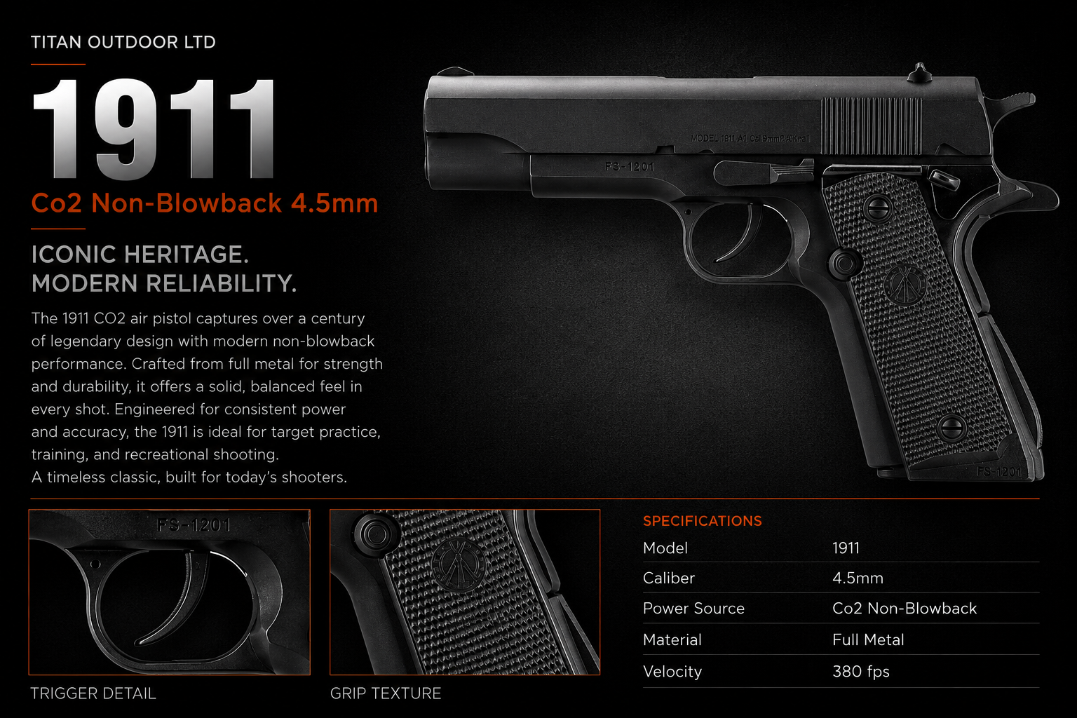 1911 — CO2 Non-Blowback 4.5mm
