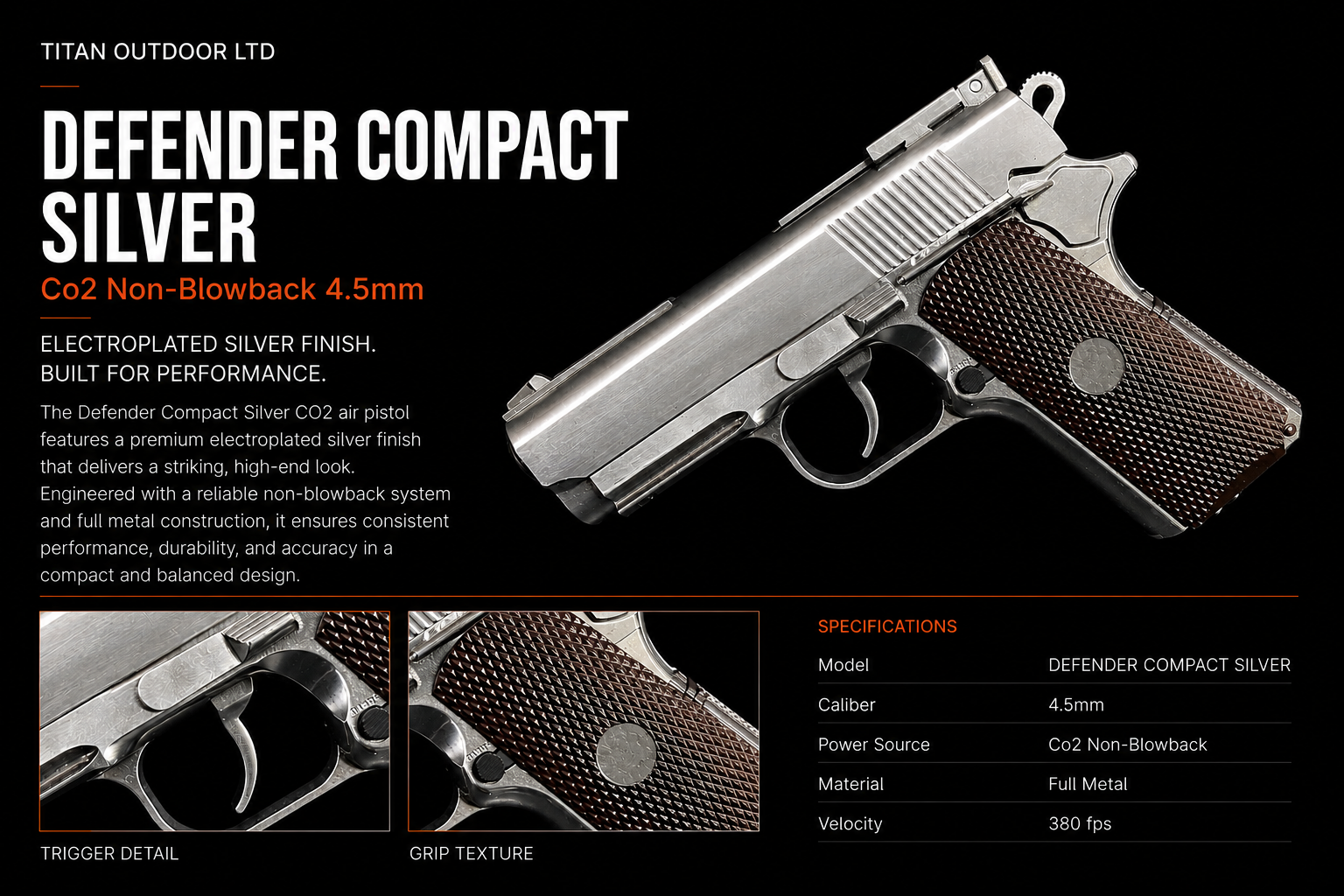 Defender Compact Coating Silver — CO2 Non-Blowback 4.5mm