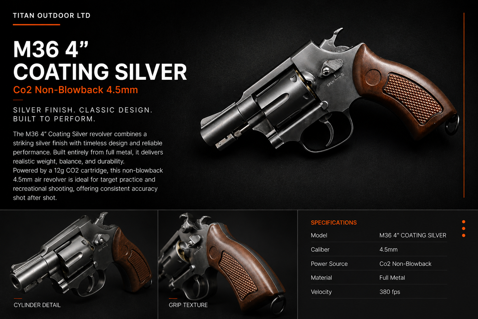 M36 4" Coating Silver — CO2 Non-Blowback 4.5mm