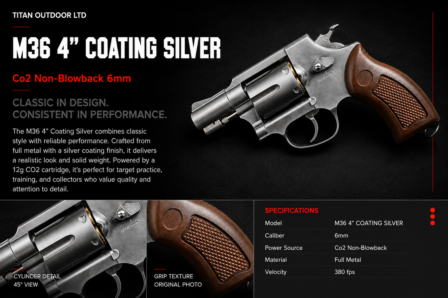 M36 4" Coating Silver — CO2 Non-Blowback 6mm